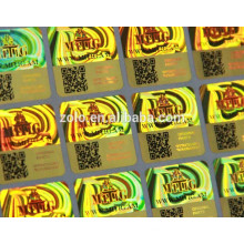 Autocollants d&#39;hologramme de code QR évident à la sablothérapie pour certificat alibaba.com